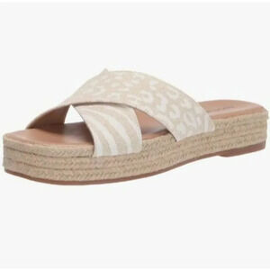 NWOB Lucky Brand Gayte Women's Wedge Sandal Beige Size 6.5 M